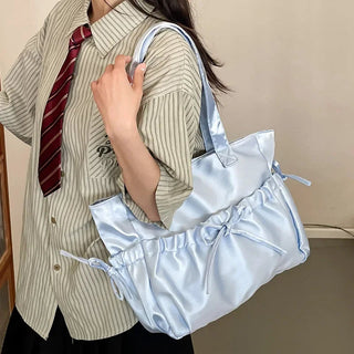 Cottage Core Elegant Bow Totebag 40X10X25cm by The Kawaii Shoppu | The Kawaii Shoppu