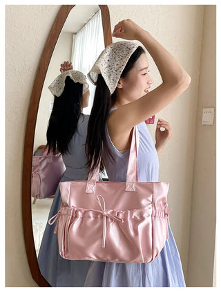 Cottage Core Elegant Bow Totebag 40X10X25cm by The Kawaii Shoppu | The Kawaii Shoppu