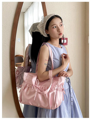 Cottage Core Elegant Bow Totebag 40X10X25cm by The Kawaii Shoppu | The Kawaii Shoppu