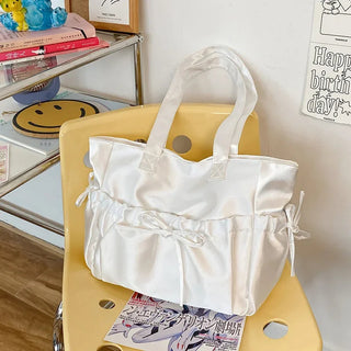 Cottage Core Elegant Bow Totebag 40X10X25cm by The Kawaii Shoppu | The Kawaii Shoppu