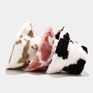 Cow Print Plush Bucket Hat Clothing and Accessories The Kawaii Shoppu