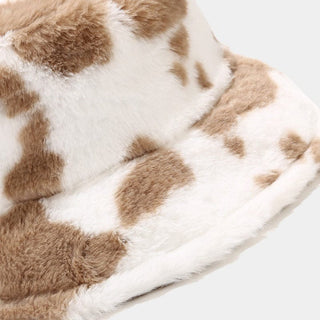 Cow Print Plush Bucket Hat Clothing and Accessories The Kawaii Shoppu
