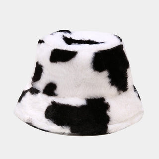 Cow Print Plush Bucket Hat Clothing and Accessories The Kawaii Shoppu