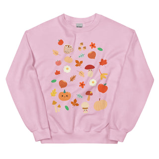 Cozy Fall Kawaii Print Sweater Light Pink S by The Kawaii Shoppu | The Kawaii Shoppu