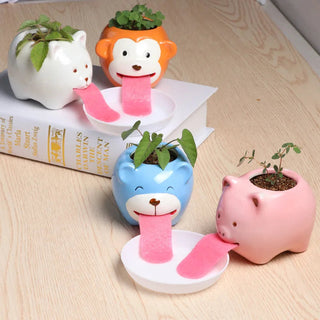 Cute Animal Drinking Ceramic Plant pot Home & Garden by The Kawaii Shoppu | The Kawaii Shoppu