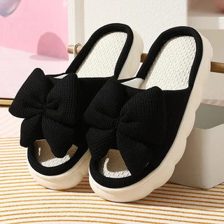 Cute Bowknot Linen Slippers