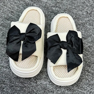 Cute Bowknot Linen Slippers