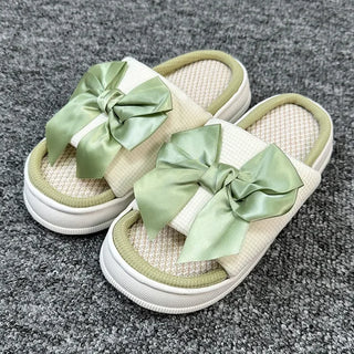 Cute Bowknot Linen Slippers