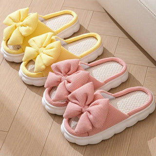 Cute Bowknot Linen Slippers