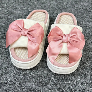 Cute Bowknot Linen Slippers