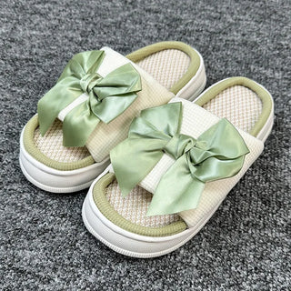 Cute Bowknot Linen Slippers