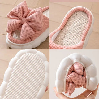 Cute Bowknot Linen Slippers