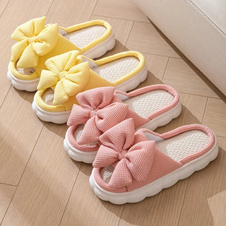 Cute Bowknot Linen Slippers
