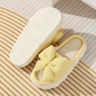 Cute Bowknot Linen Slippers