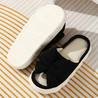 Cute Bowknot Linen Slippers