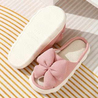 Cute Bowknot Linen Slippers