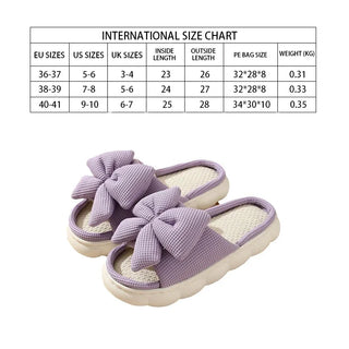Cute Bowknot Linen Slippers