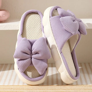Cute Bowknot Linen Slippers