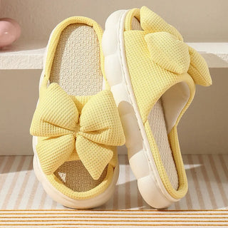 Cute Bowknot Linen Slippers