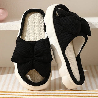 Cute Bowknot Linen Slippers