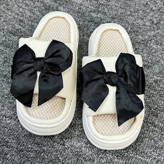Cute Bowknot Linen Slippers