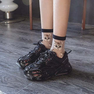 Cute Cat Transparent Aesthetic Ankle Socks Clothing and Accessories by The Kawaii Shoppu | The Kawaii Shoppu