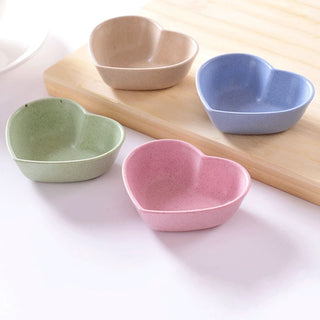Cute Dipping Bowls Heart / Leaf Small Wheat fiber + PP Pink Bowls for Dipping Sauce - Eco Friendly Kitchenware
