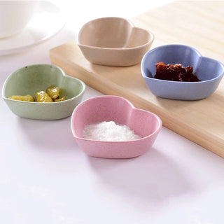 Cute Dipping Bowls Heart / Leaf Small Wheat fiber + PP Pink Bowls for Dipping Sauce - Eco Friendly Kitchenware