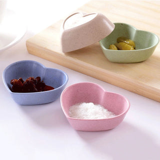 Cute Dipping Bowls Heart / Leaf Small Wheat fiber + PP Pink Bowls for Dipping Sauce - Eco Friendly Kitchenware