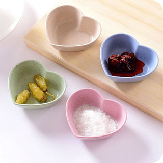 Cute Dipping Bowls Heart / Leaf Small Wheat fiber + PP Pink Bowls for Dipping Sauce - Eco Friendly Kitchenware