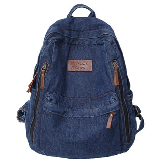 Denim Fashion Backpack Multi-Pocket School Rucksack