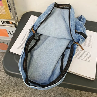 Denim Fashion Backpack Multi-Pocket School Rucksack