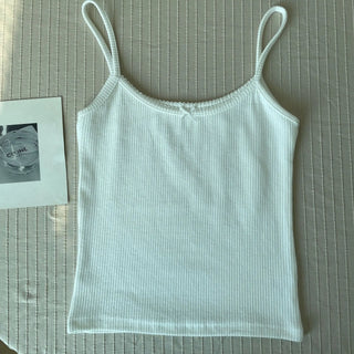 Floral Eyelet Bow Cotton Cami Strap Top