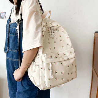 Floral Printed Backpack – Large Capacity Preppy School & Travel Bag