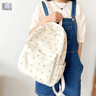 Floral Printed Backpack – Large Capacity Preppy School & Travel Bag