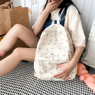 Floral Printed Backpack – Large Capacity Preppy School & Travel Bag