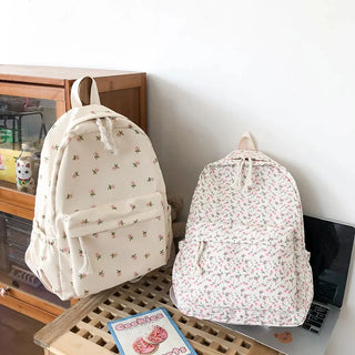 Floral Printed Backpack – Large Capacity Preppy School & Travel Bag