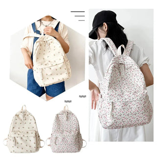 Floral Printed Backpack – Large Capacity Preppy School & Travel Bag