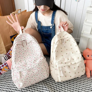 Floral Printed Backpack – Large Capacity Preppy School & Travel Bag