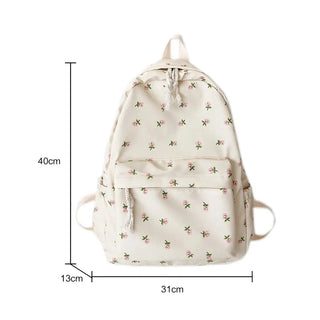 Floral Printed Backpack – Large Capacity Preppy School & Travel Bag