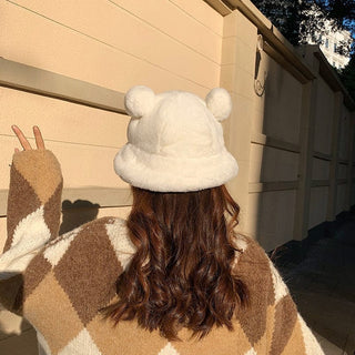Fluffy Teddy Ears Bucket Hat Clothing and Accessories The Kawaii Shoppu
