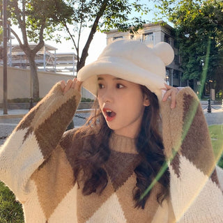 Fluffy Teddy Ears Bucket Hat Clothing and Accessories The Kawaii Shoppu