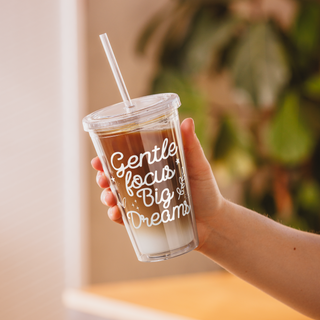 Gentle Focus Big Dreams Study Cup Clear Plastic Tumbler with Straw