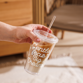 Gentle Focus Big Dreams Study Cup Clear Plastic Tumbler with Straw