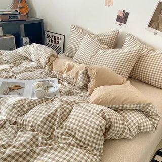 Japanese Style Check Duvet Cover Set