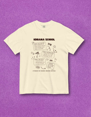 K-Drama School Lesson Relaxed Oversize T-shirt 100% Cotton - Light |  K-Drama Fan Gift