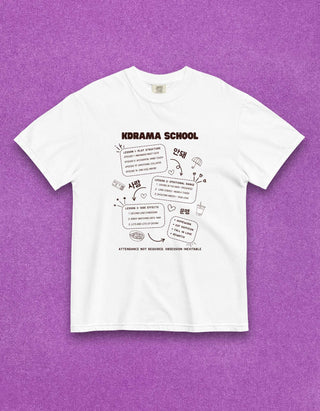 K-Drama School Lesson Relaxed Oversize T-shirt 100% Cotton - Light |  K-Drama Fan Gift
