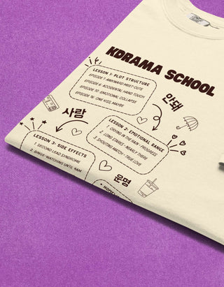 K-Drama School Lesson Relaxed Oversize T-shirt 100% Cotton - Light |  K-Drama Fan Gift