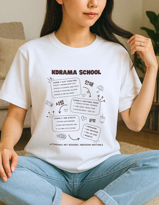 K-Drama School Lesson Relaxed Oversize T-shirt 100% Cotton - Light |  K-Drama Fan Gift
