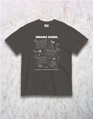 K-Drama School Lesson Relaxed Oversize T-shirt 100% Cotton - Purple / Black | K-Drama Fan Gift
